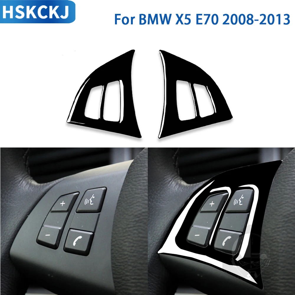 

Аксессуары для BMW X5 E70 2008 2009 2010 2011 2012 2013, черная пластиковая кнопка рулевого колеса, декоративная наклейка