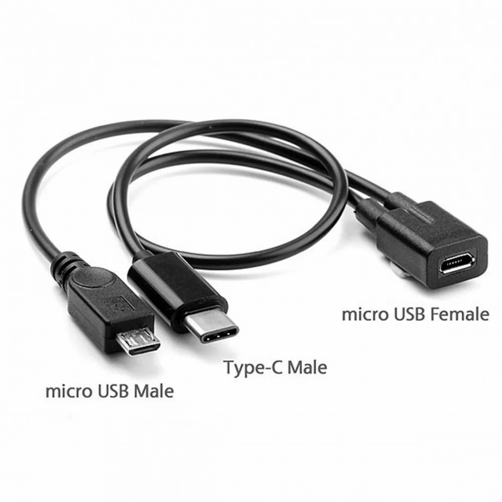 Зарядный кабель Micro USB Female to USB-C Type C 3.1 Male Splitter