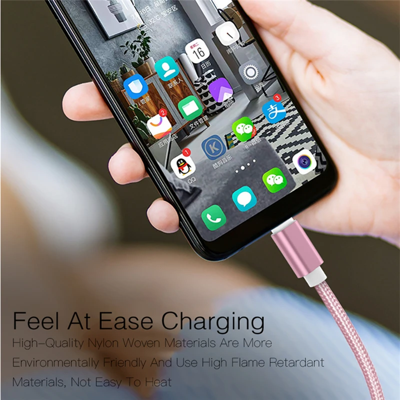 Фото Плетеный зарядный кабель Micro USB для Samsung S6 S7 Redmi 9A 10A 12C Honor 8C 9i OPPO R15 Realme C30 C31 C33, нейлоновые плетеные кабели №3
