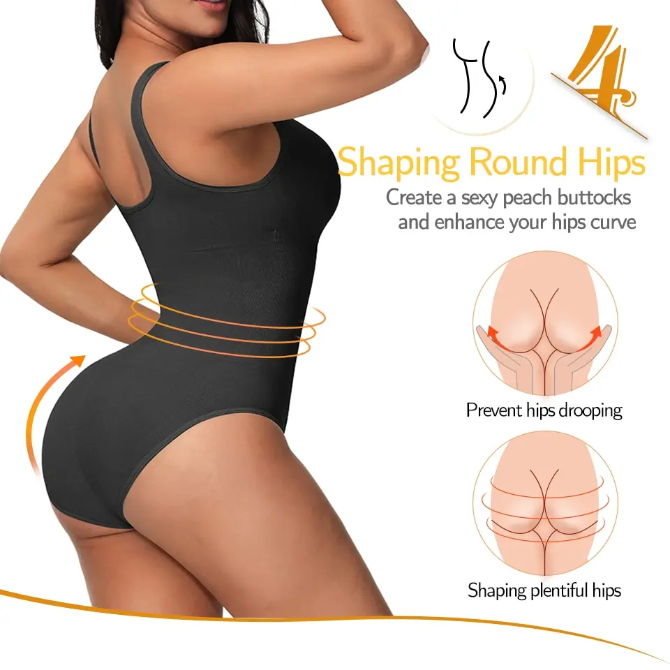 Tummy Control Shapewear Bodysuit for Women Slimming V-Neck Body Shaper Underwear Waist Trainer Bodysuit Body Briefer