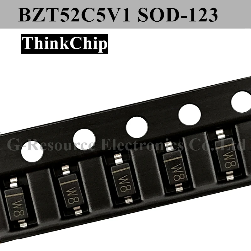 

(100pcs) BZT52C5V1 SOD-123 SMD 1206 voltage stabilized diode 5.1V SOD123 (Marking W8)
