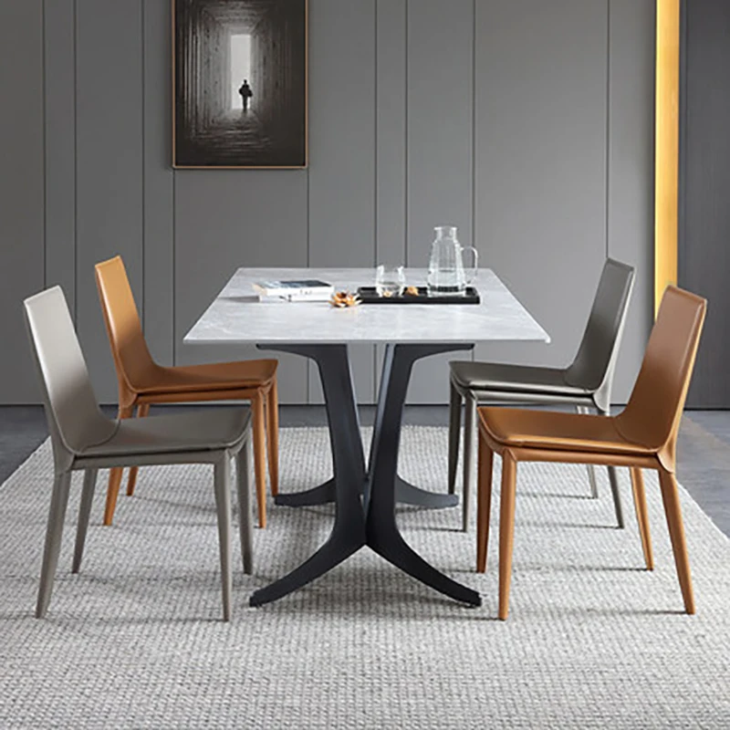 

Saddle Leather Dining Chair Home Modern Minimalist Nordic Light Luxury Dining Chair Italian Minimalist Dining Table Chair Style