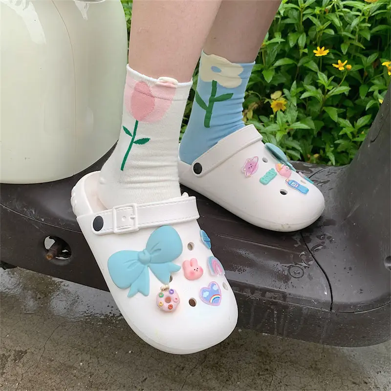 

New Designer Charms Cute Blue Bow Series Accessories Lovely Adornment for Clogs Sandals Wonderful Charms for Crocs DIY for Gift