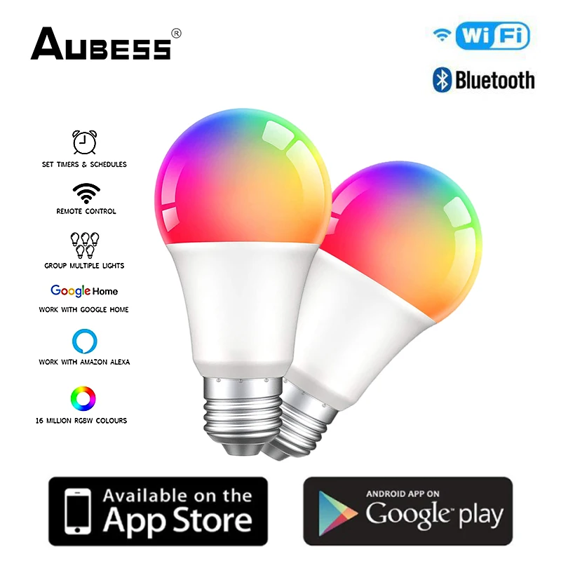 

9W Smart Bulb RGB Dimmable Light Music Rhythm Led Lamp Work With Bluetooth Wifi Voice Control For Alexa Google Home Siri IFTTT