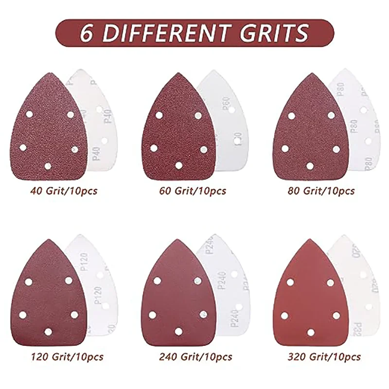 Шлифовальная бумага 140x98 мм для деталей мыши наждачная с 5 отверстиями 60 шт.