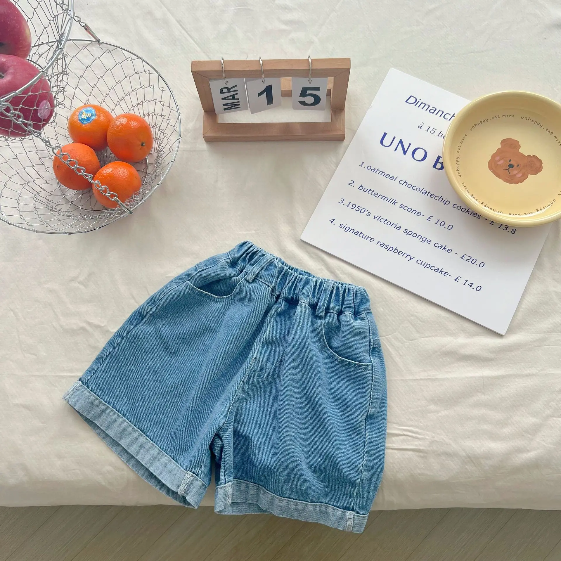 

5315C Korean Children's Jeans 2023 Summer Simple Fashion Soft Boy's Jeans Denim Short 1-7Year Girl's Casual Pants