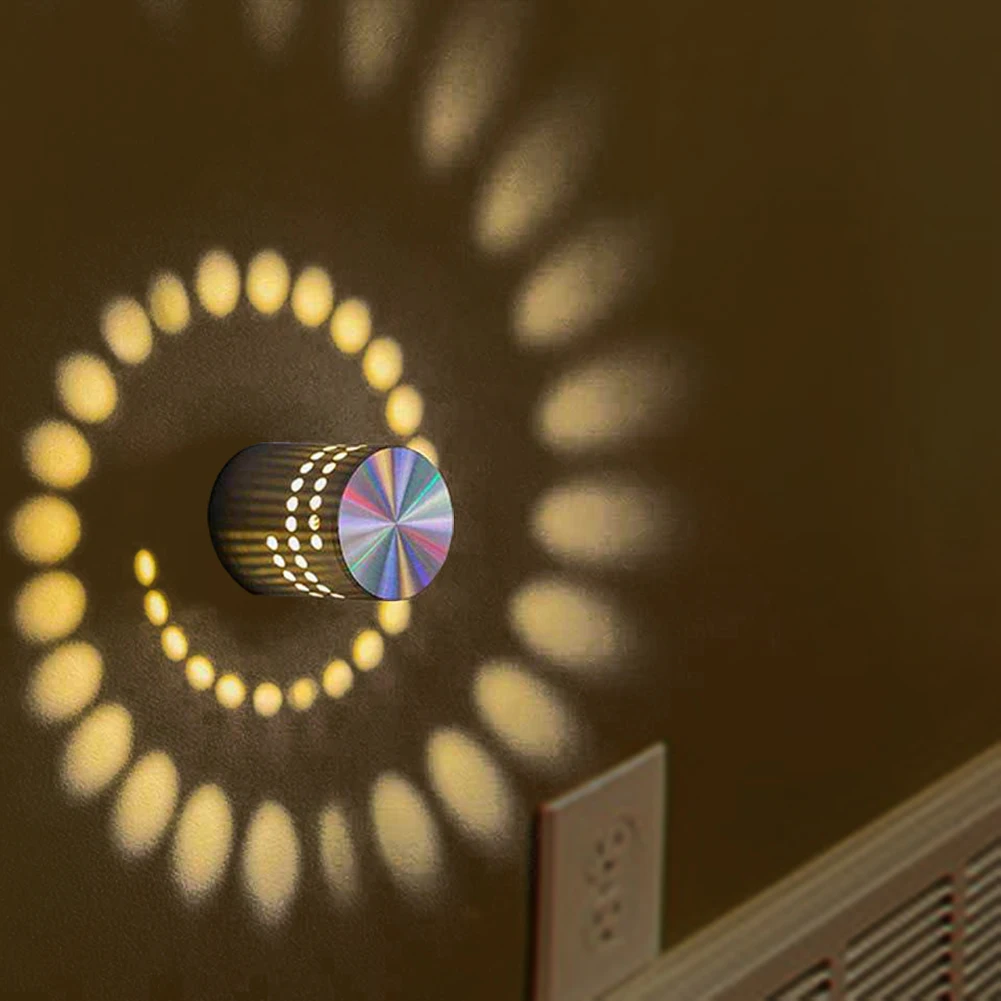 

LED Remote Control Spiral Porous Lamp Home KTV Club Background Decoration Energy-saving Light Waterproof Wall Lamp