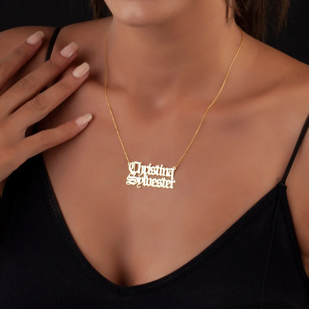 

Custom Double Row Name Necklace Stainless Steel Gold Choker Premium Personalized Name Necklace Jewelry Birthday Gifts for Women