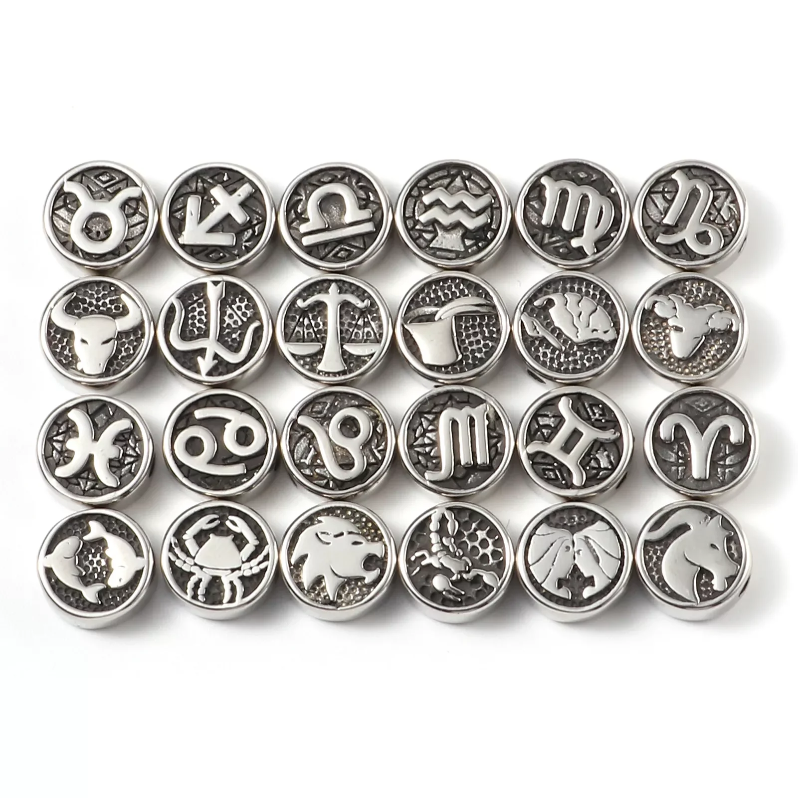 

Sign Of Zodiac Constellations Beads Gunmetal Stainless Steel Beads For Jewelry Making Round Taurus Pattern Beads 10mm Dia