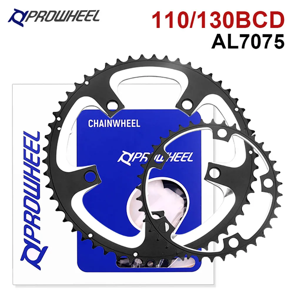 PROWHEEL Chainring 110/130BCD Road Bicycle Sprockets Double Chainwheel 34T/50T 39T/53T 9/10/11 S Bike Parts For Shimano Tray