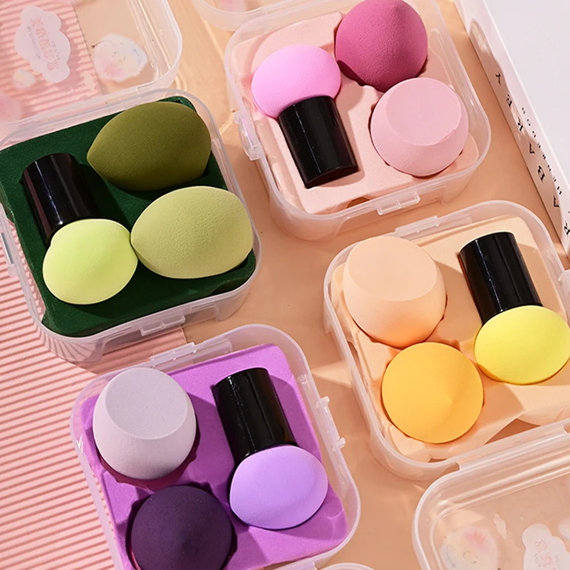 

3pcs Mushroom Head Makeup Sponge Set Cosmetic Puff with Storage Box Foundation Smooth Powder Sponge Women Beauty Tools