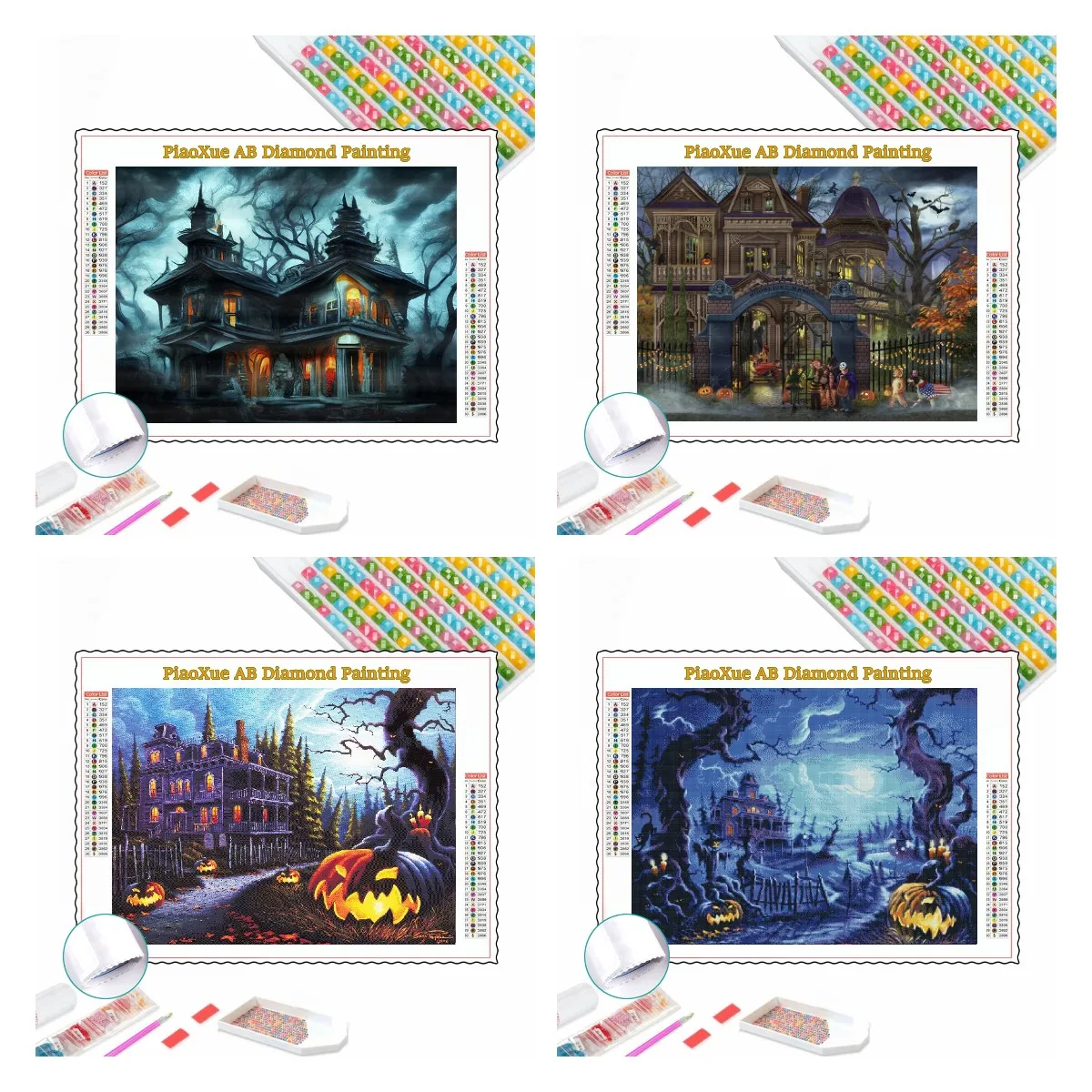 

AB Drills Mystical Castle Arts Crafts Embroidery Diamond Painting Halloween Haunted House Nightmare Cross Stitch Kit Home Decor