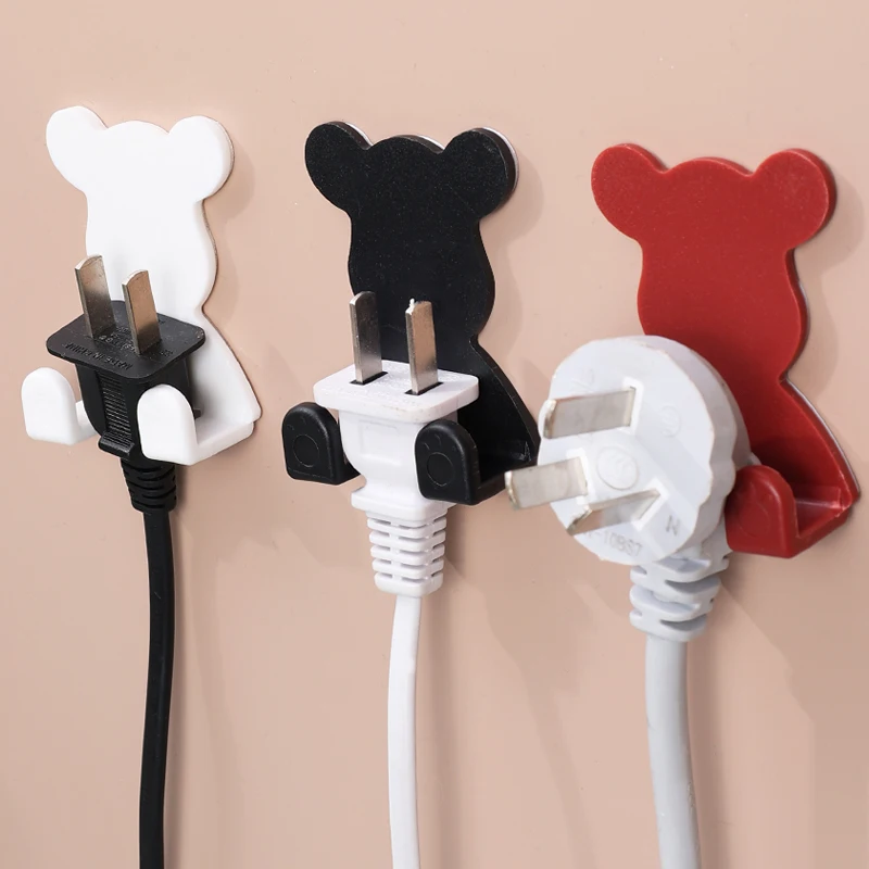 

Self-Adhesive Wall Decoration Hook Creative Bear Phone Holder Key Hanger Hook Home/Office Data Cable Clip Wire Desk Organizer