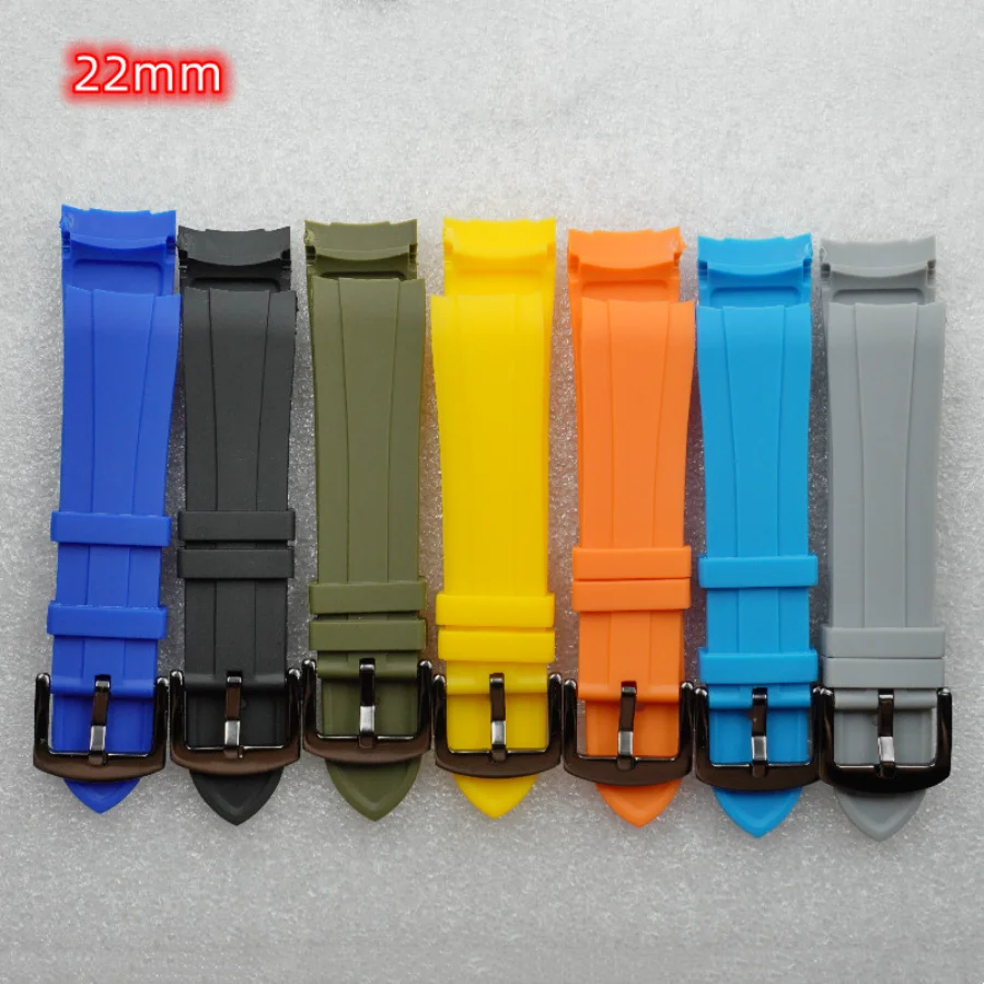 

22mm Strap Rubber Strap Black Orange Blue Gray Elbow Modified To Fit NH35 Case Accessories