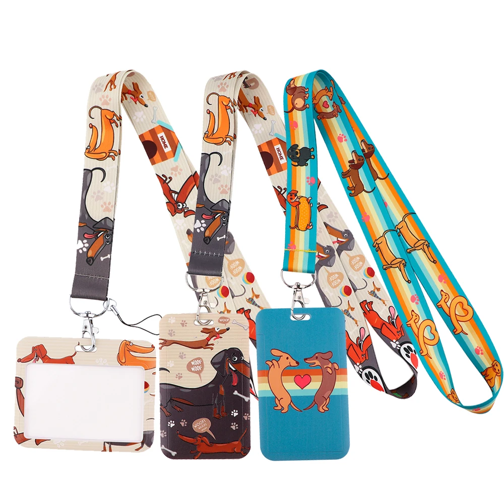 

HJ782 Dachshund Lanyard ID Card Gym Mobile Phone Badge Holder DIY Key Ring Neck Straps Hanging Rope Card Cover Jewelry Gift