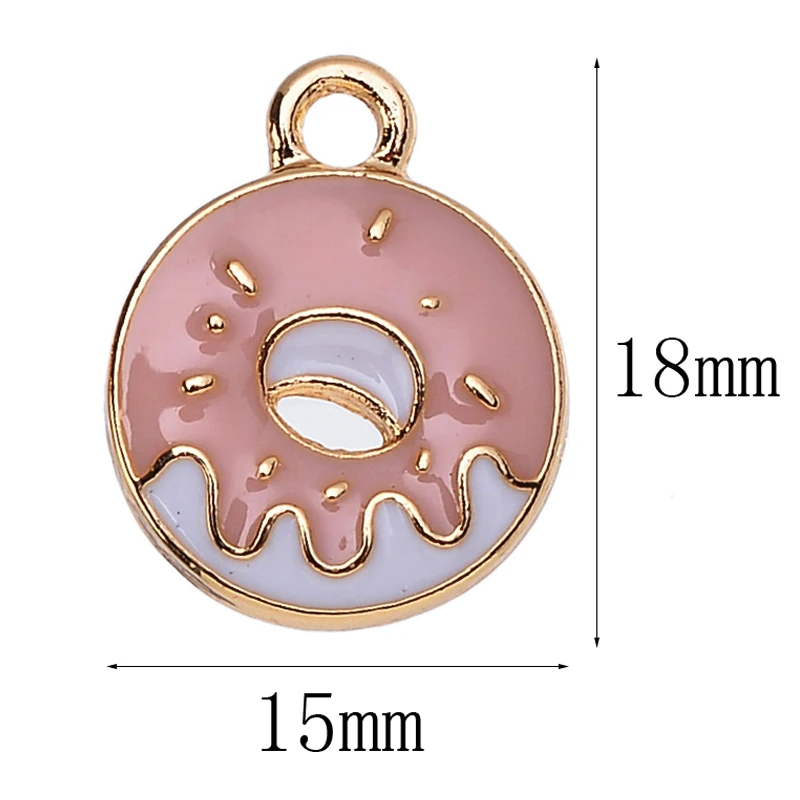 20Pcs 15*18Mm Enamel Wholesale Cute Donut Pendant Pendant Necklace Bracelet Rings for Girls DIY Accessories Craft Supplies images - 6