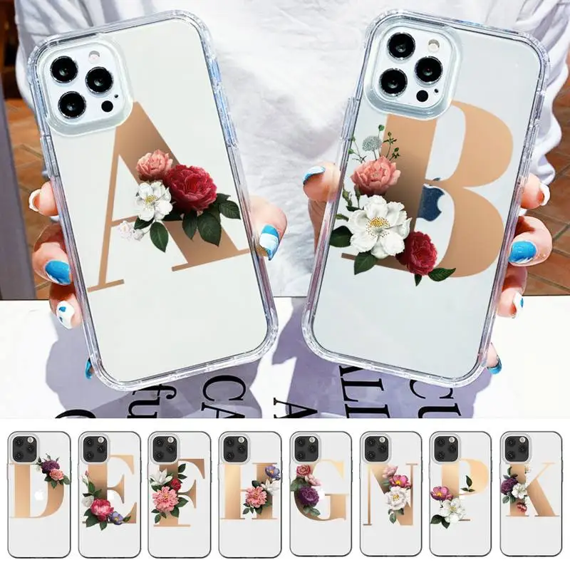 

Initial Letter A Z Phone Case For iPhone 14 13 12 11 Pro Max XS X XR SE 2020 6 7 8 Plus Mini Protective Cover