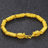 vietnam alluvial gold bracelets for men good plated keep color concise fashion dragon head designs bracelets jewelry