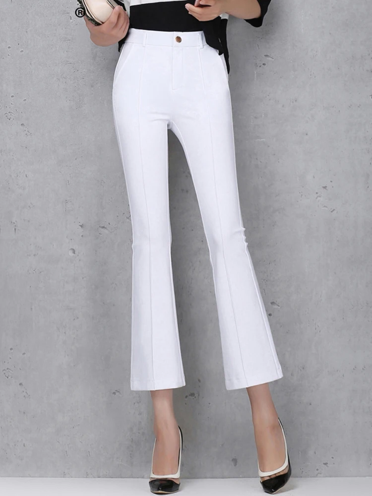 

Женские эластичные брюки Xisteps, однотонные черные расклешенные брюки с колокольчиком, модель 2022 года, Женская рабочая одежда, офисная одежда