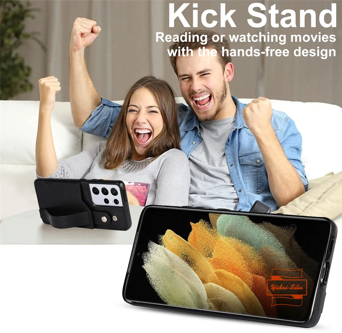 Чехол Yidai-Silu из искусственной кожи с держателем для карт подставкой RFID-защитой