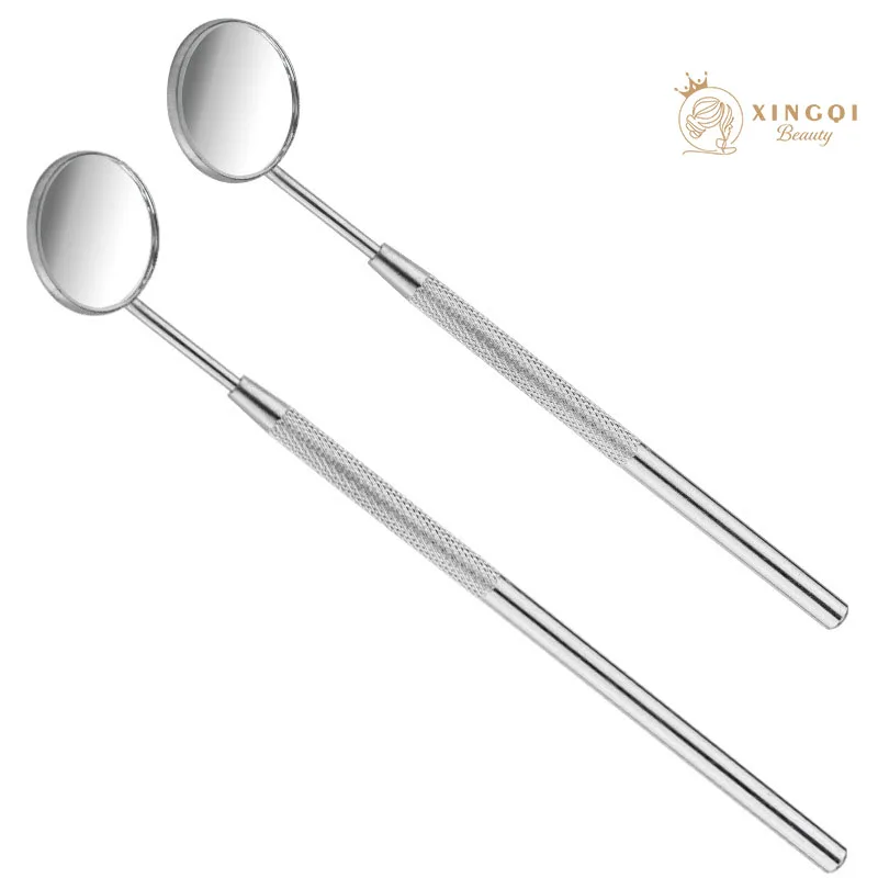 Маленькое карманное ручное круглое серебряное зеркало высокого разрешения из