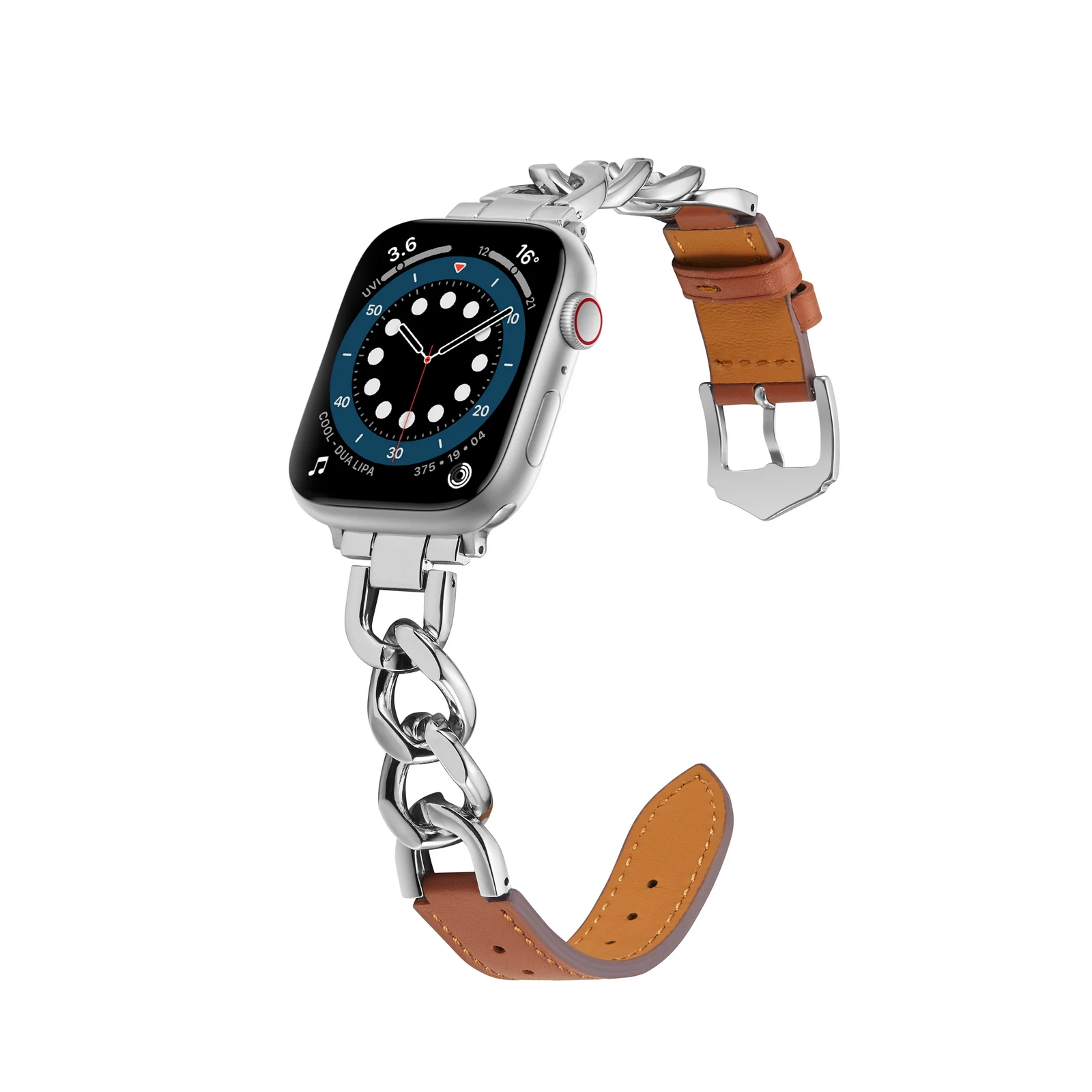 Genuine leather strap for Apple watch band bracelet chain for Iwatch87654321SE Ultra 40 41 44 45mm ornament women metal wrist