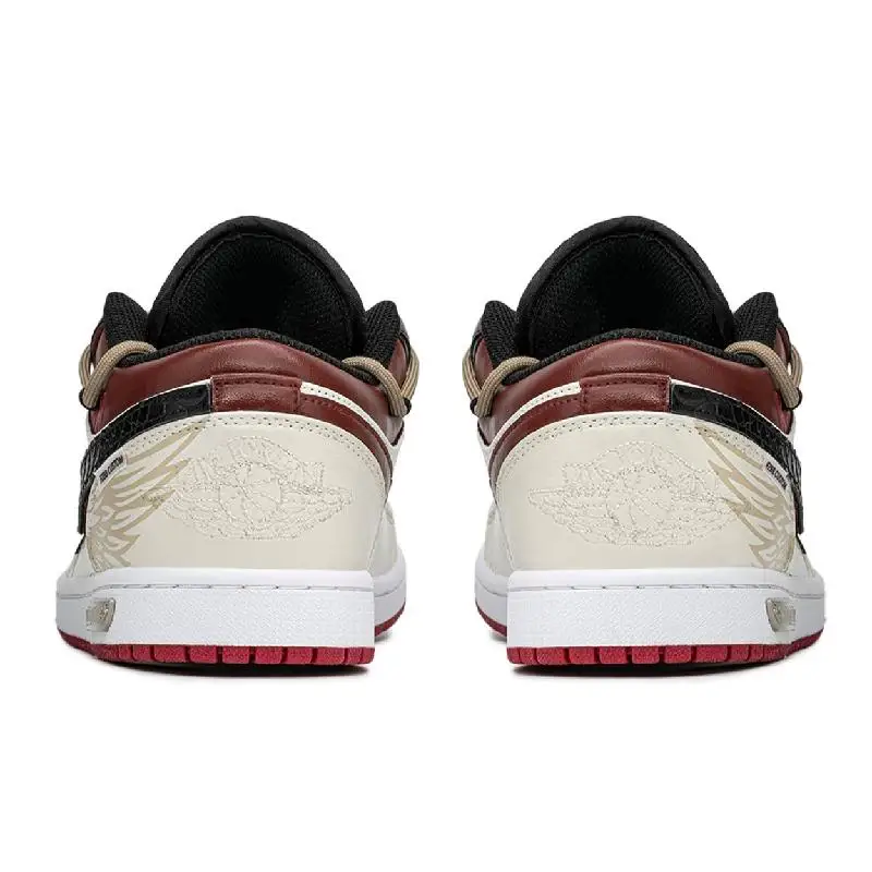 【Customize】Air Jordan 1 Vintage Basketball Shoes Men Low-top Black/beige Sneakers shoes 553558-066