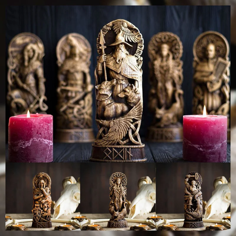 

Norse Gods Resin Statue Odin Freya Sol Loki Crafts Ornaments God Goddes Carving Miniature Sculpture Home Decoration Accessories