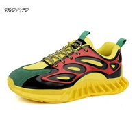 mens running sneakers fashion leather mesh breathable height increased platform shoes trend cool mixed colors casual sport shoes