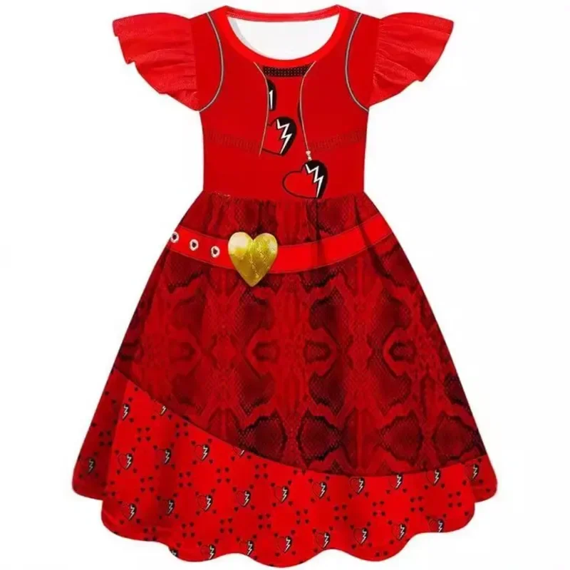 Movie Rise of Red Mal Cosplay Costume Evie Disguise Dress Uniform Suit for Kids Outfit Halloween Carnival Party Clothes Roleplay