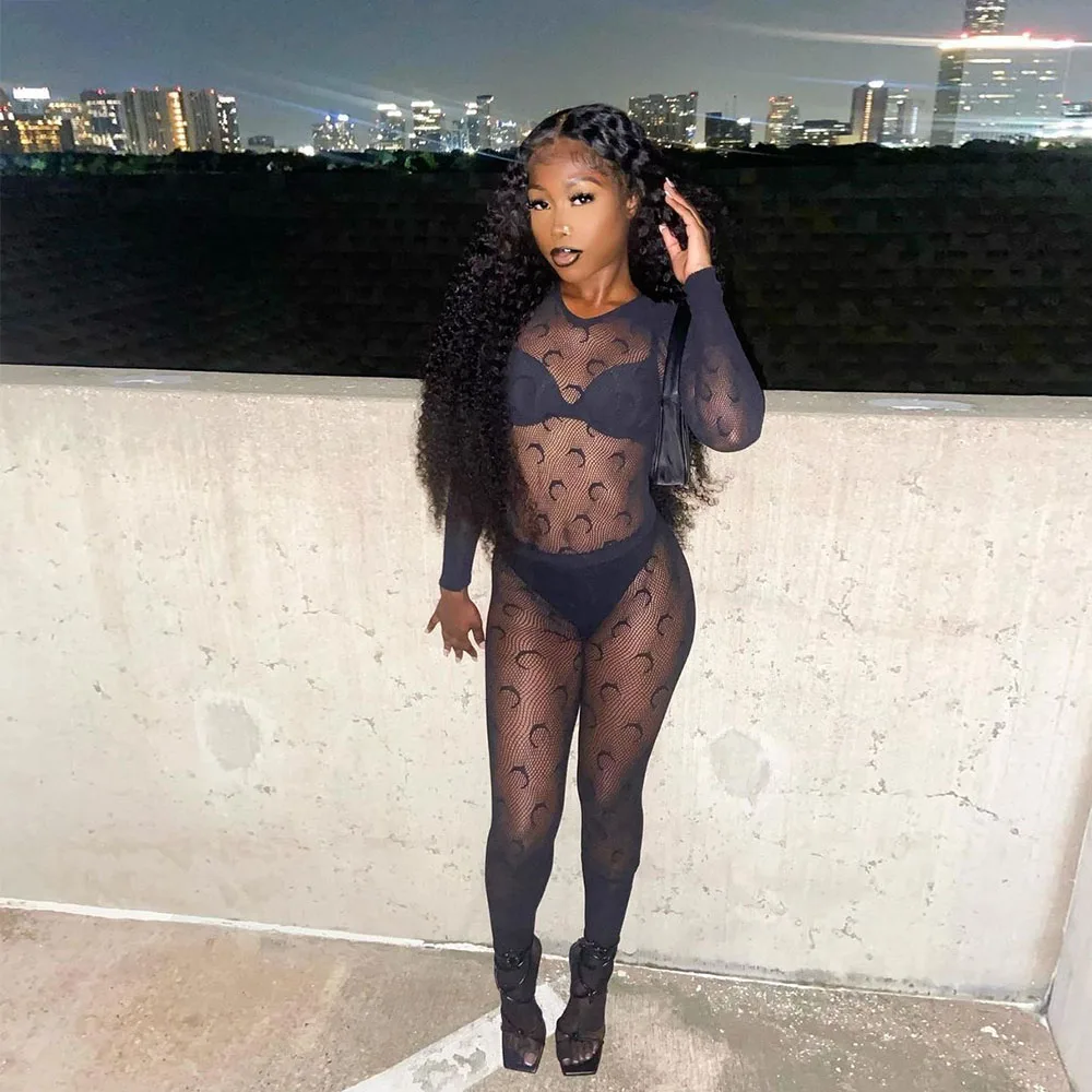 

XIKTOP Female Jumpsuit See Through Zipper Bodysuit Women Body-Shaping Stockings Jumpsuits Black Sexy Outfits Party Midnight Club