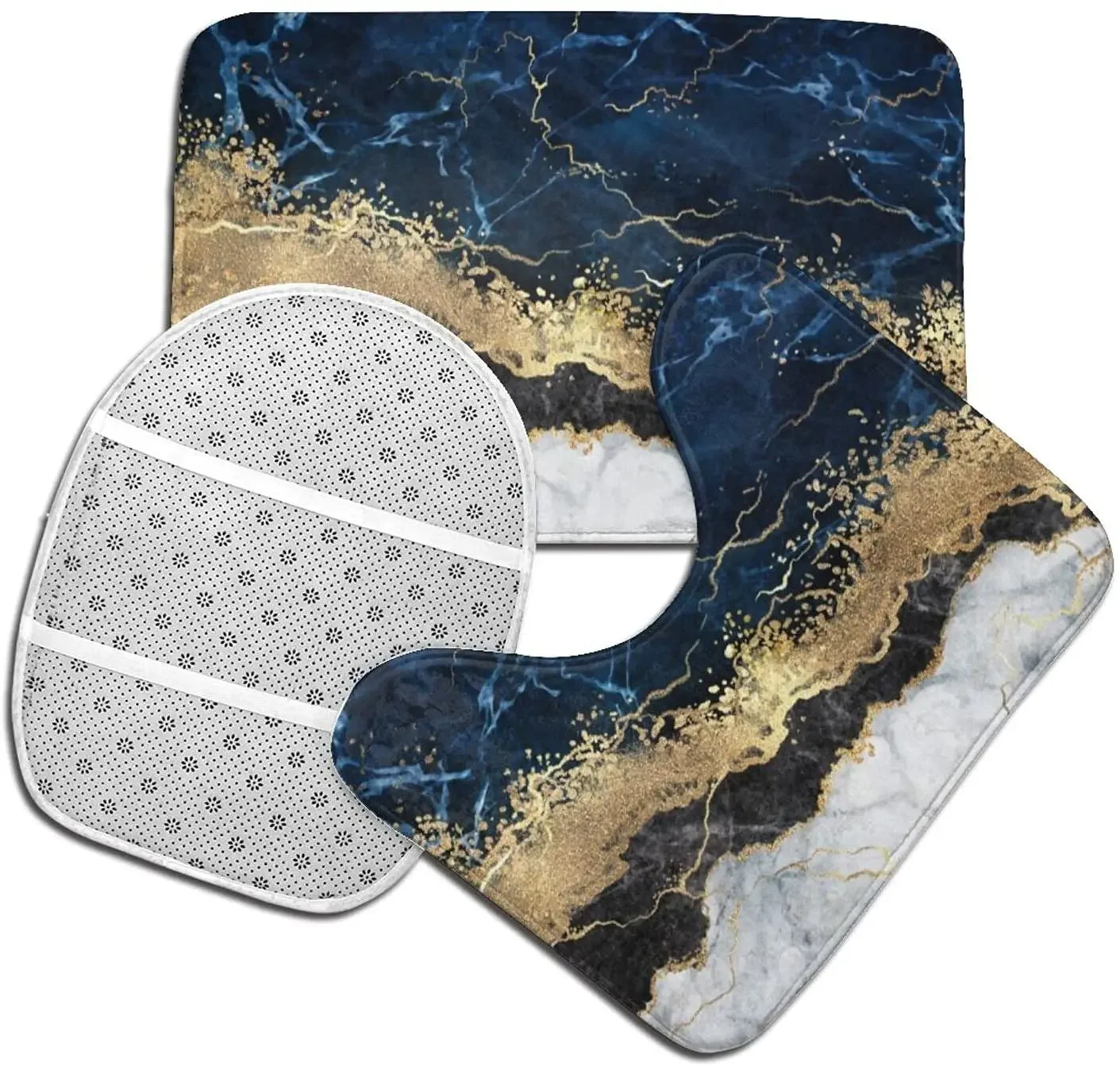 Коврик для ванной комнаты Коврики Темно-синий Мрамор Золотой Абстрактные наборы