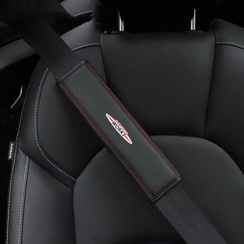 Фото 2 шт. накладки-подушечки на ремни безопасности для MINI John Cooper Works R56 F56 R53 R60 Clubman, аксессуары для интерьера автомобиля №1