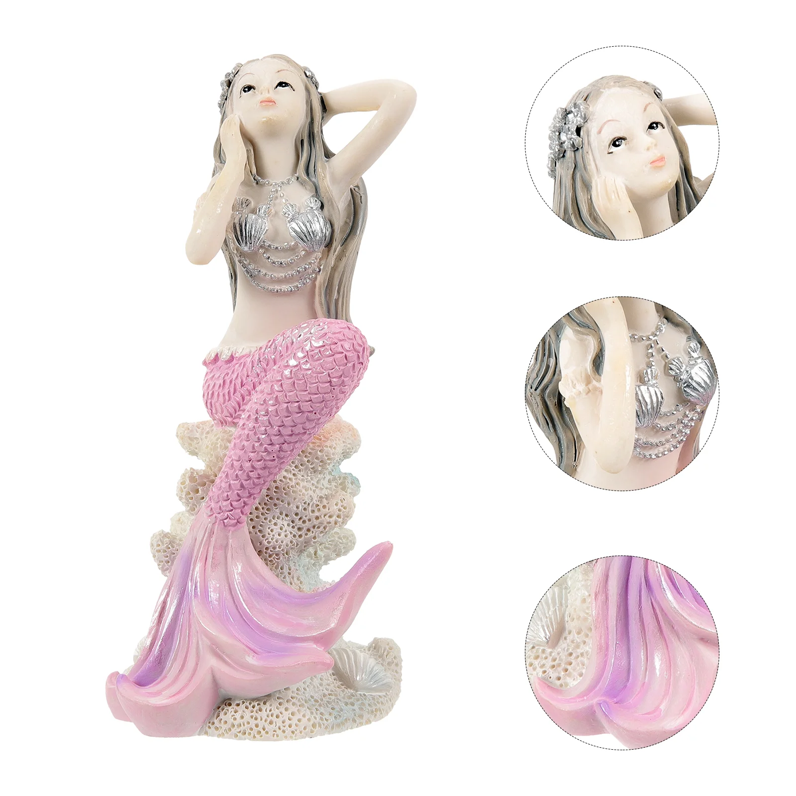 

Mermaid Ornaments Small Craft Statue Little Decorations Figurine Table Dinner Delicate Underwater Model Fish Tank Adornment