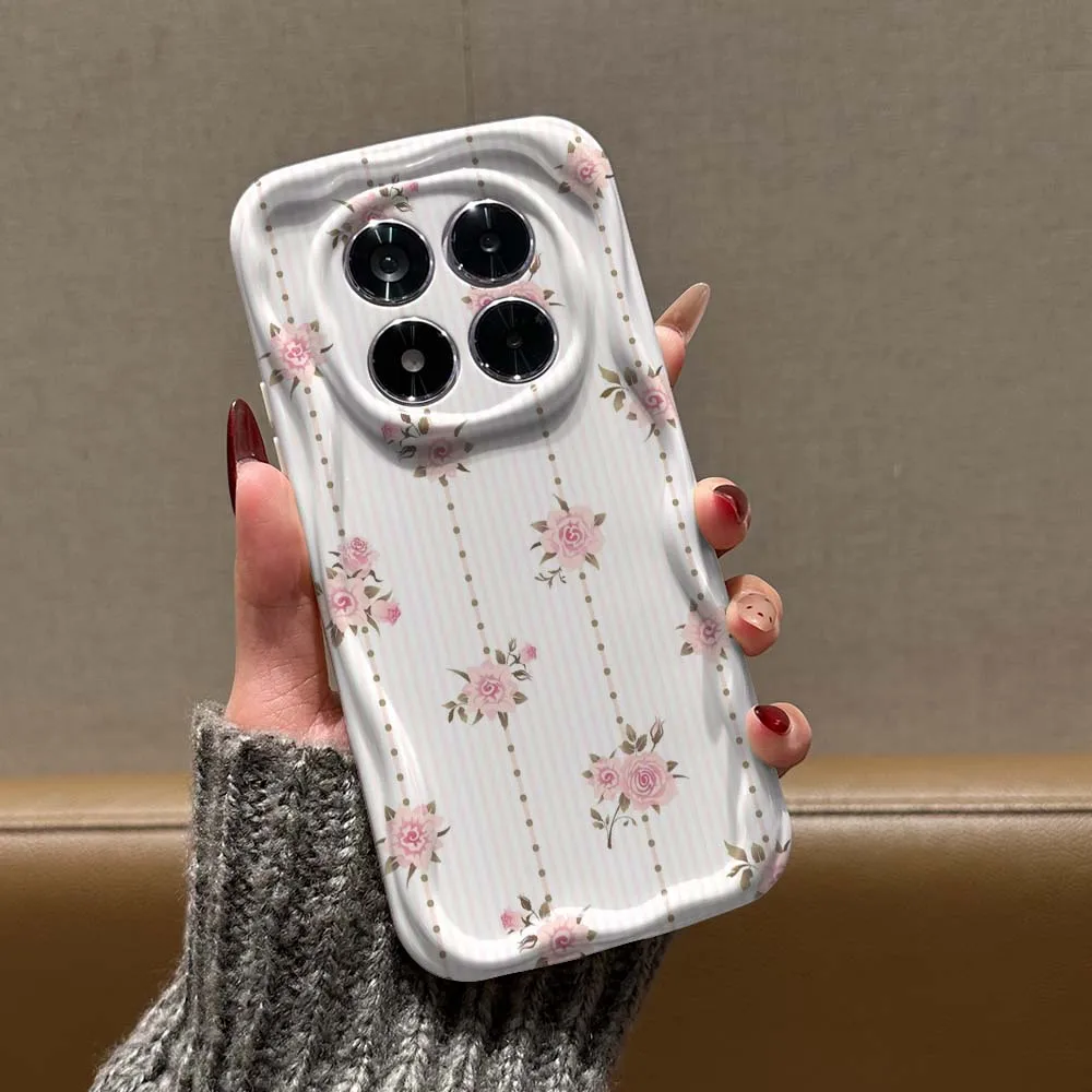 Фото Чехол для телефона Xiaomi Poco X7 X6 X5 X4 X3 M8 M7 M6 M5s F8 Pro Feilin с мультяшным розовым цветочным узором и полосками, волнообразный, с эффектом масляной пленки №5