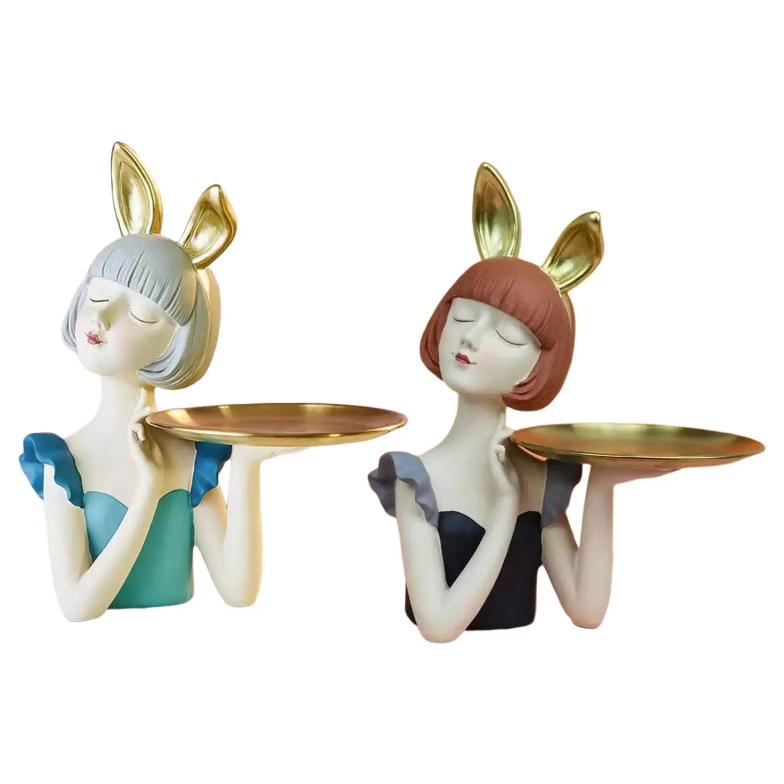 

Girl Figurine Cute Girl Statue with Storage Tray for Desktop Party Decor