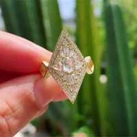 mifeiya unique rhombus design full of crystal copper crystal geometry rings for women engagement party wedding jewelry