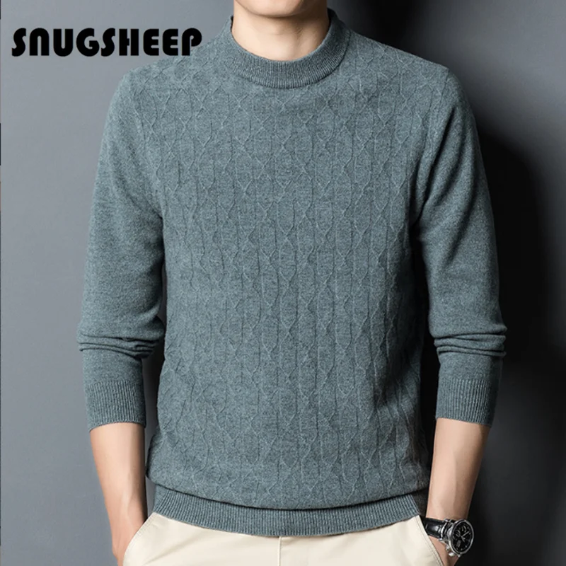 

thick wool sweater men retro jacquard striped sweaters knited man pullover fall clothes jumpers men's jerseys pulover mock neck