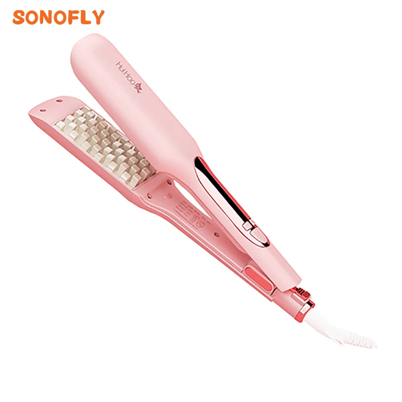 

SONOFLY Anion Care Hair Crimper Corn Perm Splint Widen Flat Hair Fluffy Curling Iron 140-230℃ LCD Display Rapid Heating YM-880