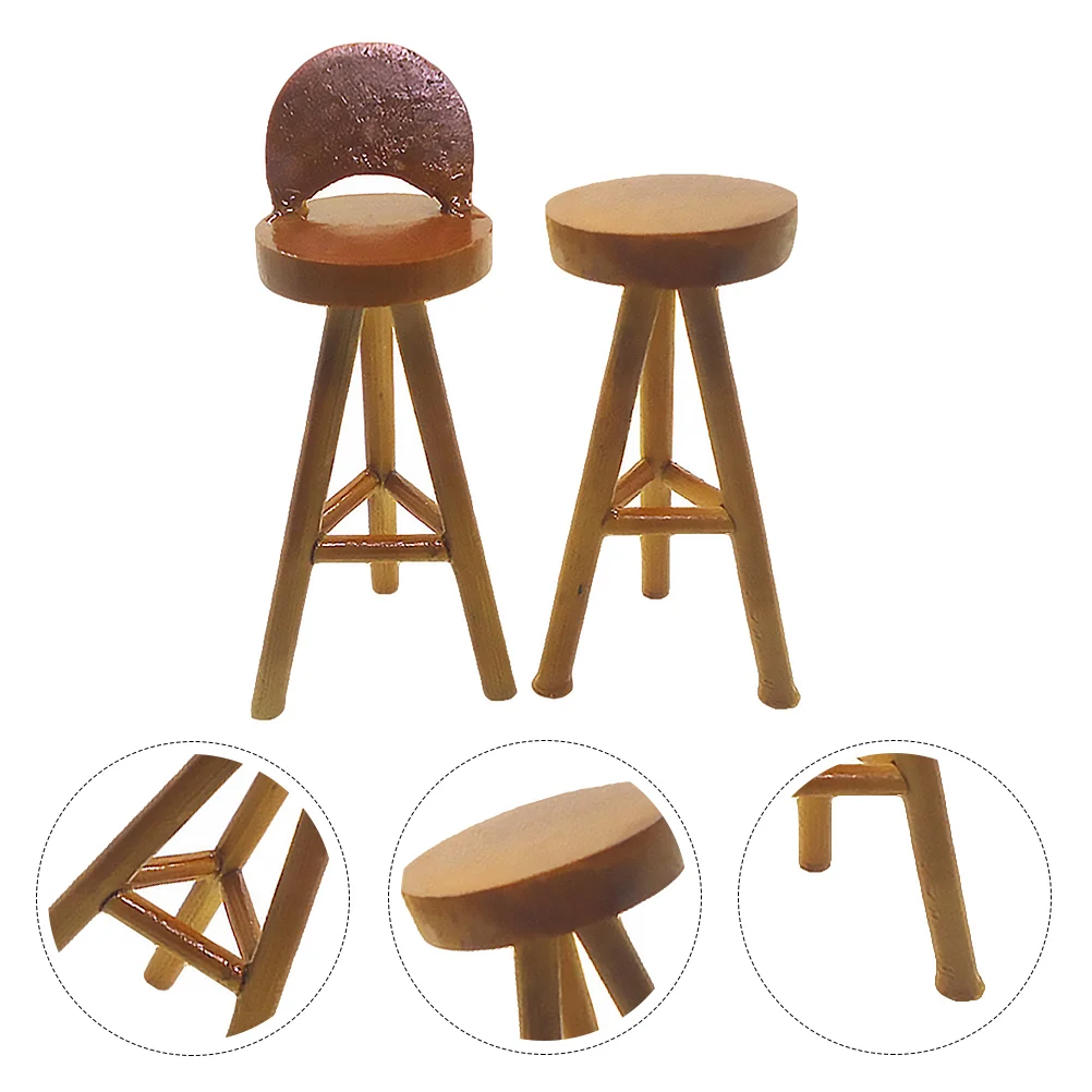 

112 Dollhouse Accessories High Foot Wooden Chair Mini Ornament Decorations Miniature Furniture Model