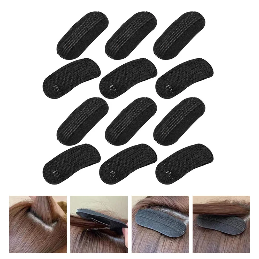 

12 Pcs Fluffy Hairpin Volume Bumps Grip Insert Barrettes Sponge Curls Styling Pad Black Clip Ponytail Enhancer Increased