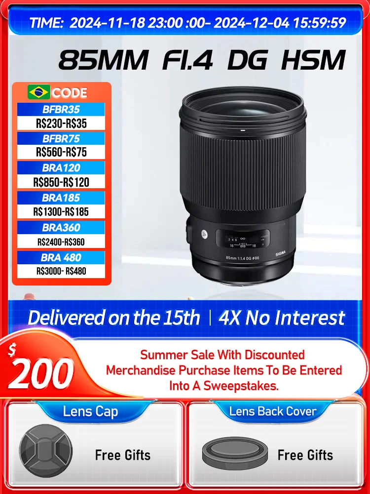 Sigma 85 мм F1.4 DG HSM искусство полная рамка Prime Digital SLR Camera Lens для Canon 6D II 5D IV Sony A7 III Nikon D850 1