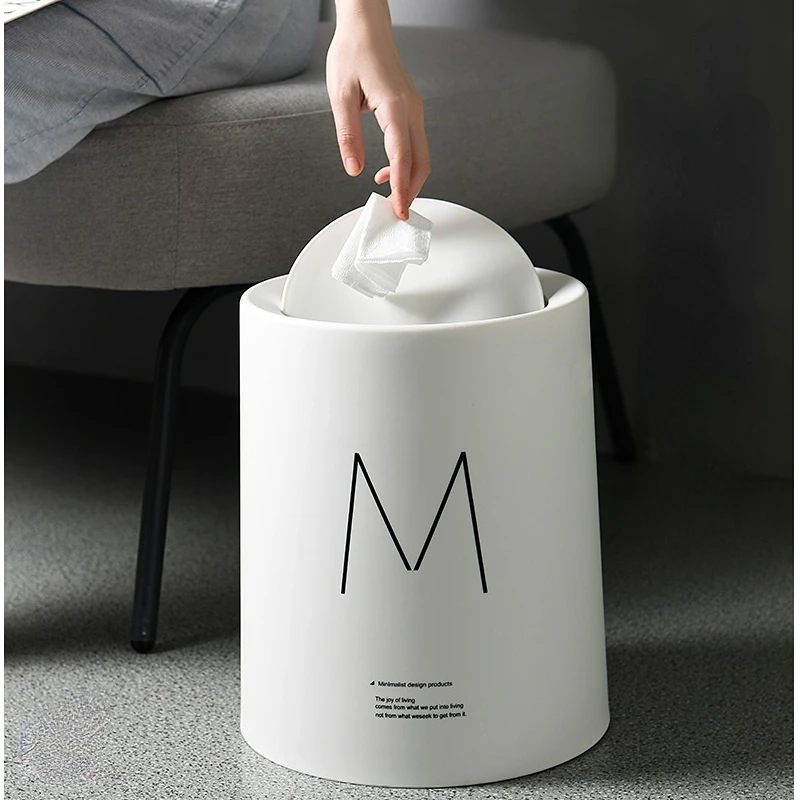

Скандинавская простая мусорная корзина, круглая откидная мусорная корзина, портативная двойная корзина для отходов, бытовая многофункцион...