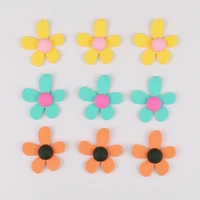 5pcs yellow blue flowers big charms pendant for earrings acrylic beauty plant hair accessories diy jewelry making supplies