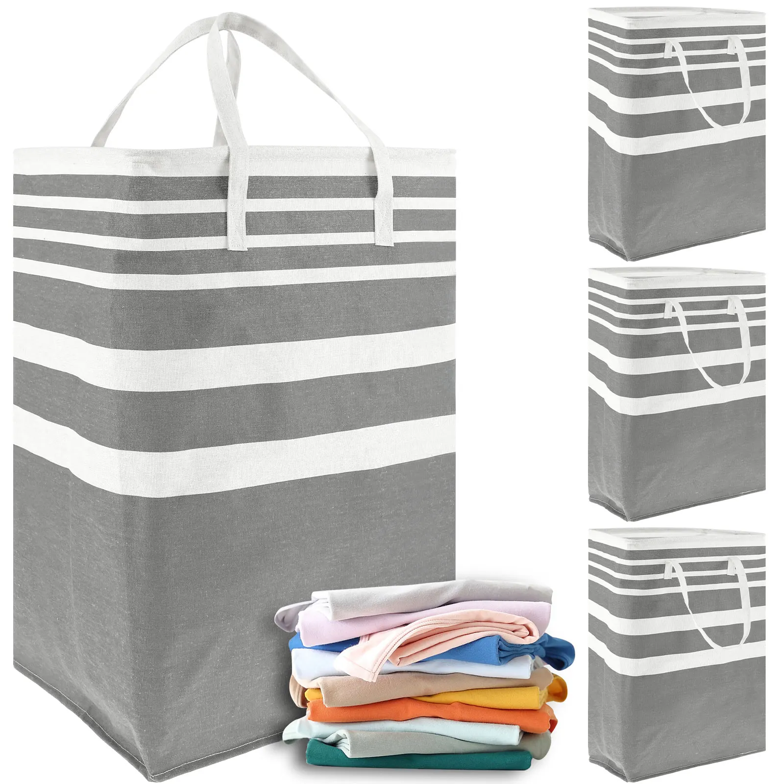 

3Pcs Laundry Basket with Handle 75L Canvas Laundry Hamper Foldable Laundry Washing Bin Waterproof Laundry Basket Hamper