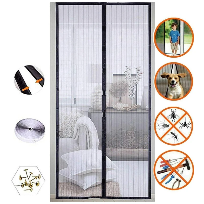 

Summer Magnetic Screen Door Curtain Anti Mosquito Insect Fly Bug Screen Mesh Automatic Closing Door Kitchen Curtain Dropshipping