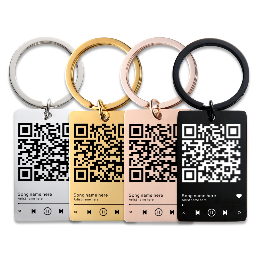 

Custom QR Code Keychain,Song Plaque,QR Scan and Play Keyring,Gifts for Boyfriend Girlfriend Valentines,Scannable Music Code