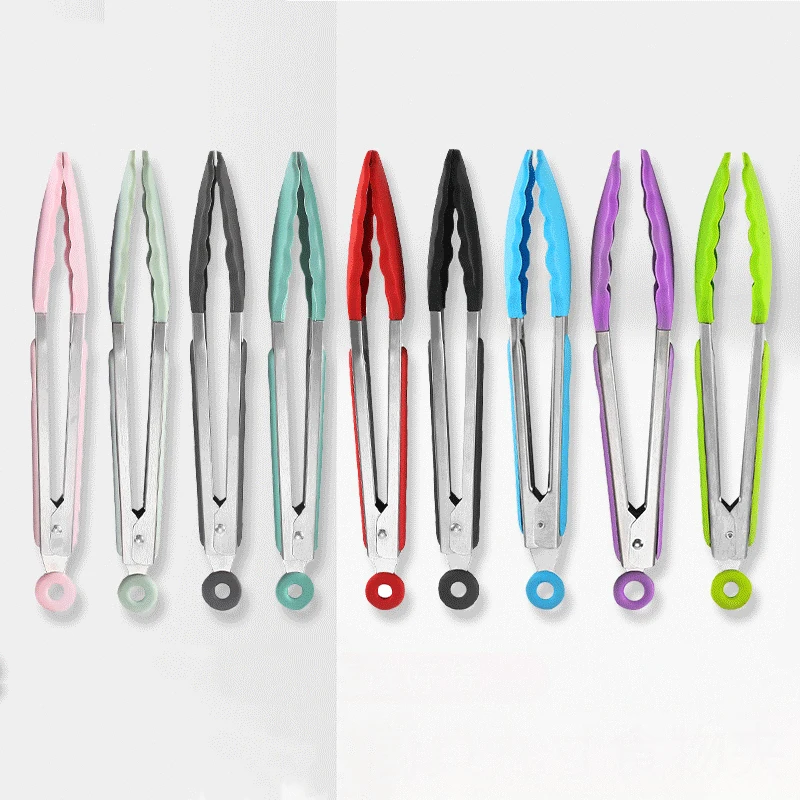 

Silicone BBQ Grilling Tong Kitchen Cooking Salad Bread Serving Tong Non-Stick Barbecue Clip Clamp Stainless Steel Tools Gadgets