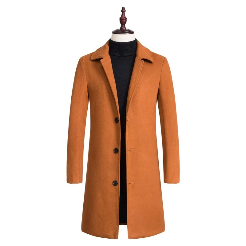 

2022 New Autumn Winter Mid-length Windbreaker Coat Men's Korean Version of The Slim Coat Handsome Trend All-match Men's Clothing