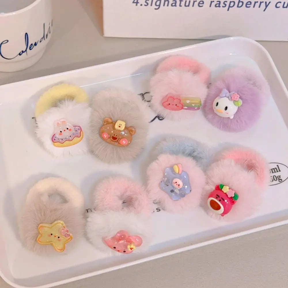 

Korean Style Cartoon Doll Hair Rope Headdress High Elastic Plush Hair Tie Ponytail Holder Rubber Band Cute Hair Tie